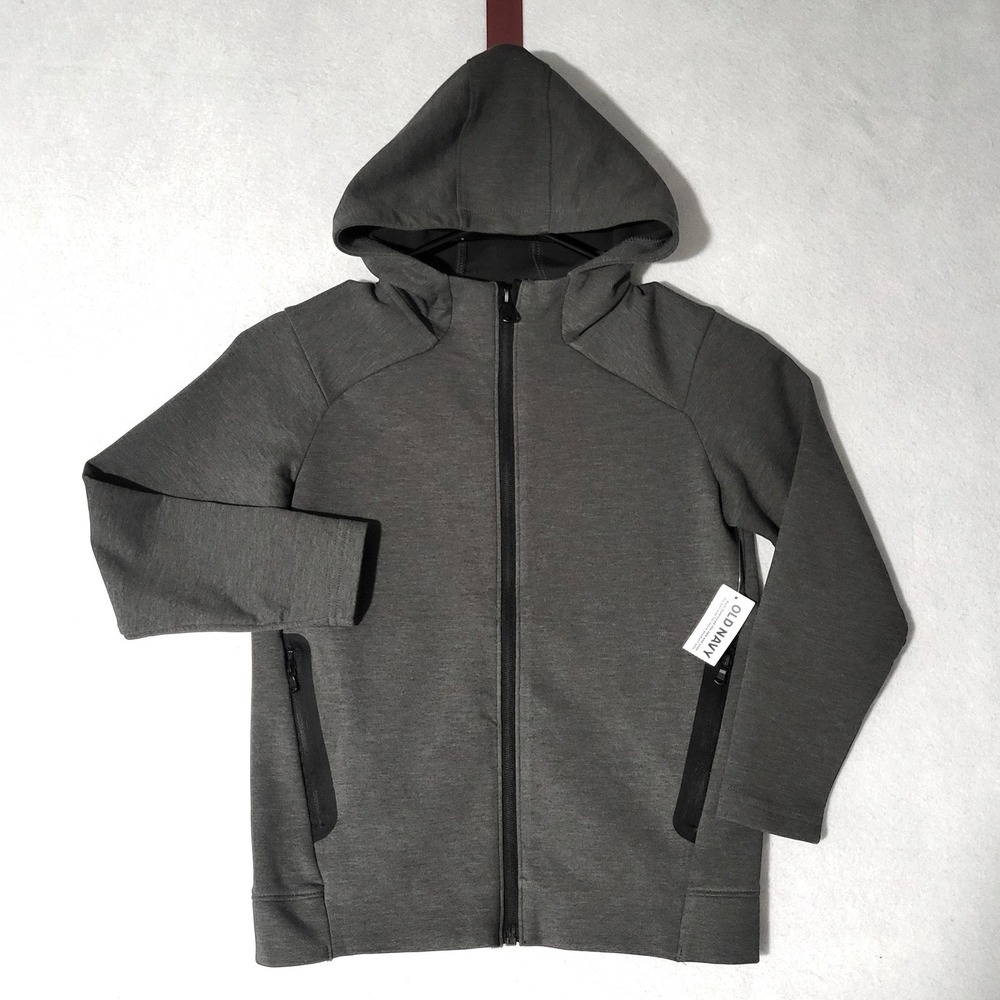 Old Navy Active Boys Small 6 7 Gray Jacket Dynamic Fleece Zip Hoodie NWT New